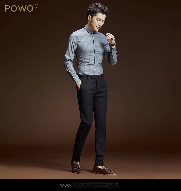 Quần tây nam POWO mỏng màu đen phù hợp với quần kinh doanh phù hợp với trang phục nam công sở thanh niên mùa thu phiên bản Hàn Quốc quần tây đen