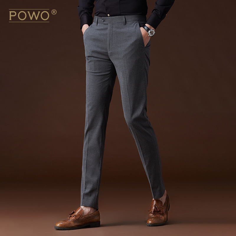 Trousers Men's slim-fit gray summer pants Business casual straight formal men's suit pants Korean suit pants