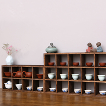  Teacup holder Solid wood multi-treasure pavilion small teapot lamp holder Small Bogu rack Teapot holder small grid size 10*10 cm