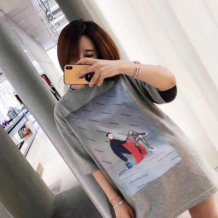 香港潮牌抖音温婉同款双面模特T恤女巴黎人像