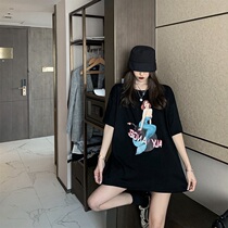 Medium length style t-shirt woman 2020 Summer new black loose large code Compassionate Short Sleeve Oversize Half Sleeve Blouse