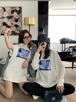 Large size long sleeve T-shirt women Spring interior white base shirt Korean version of lazy wind loose short sleeve long top