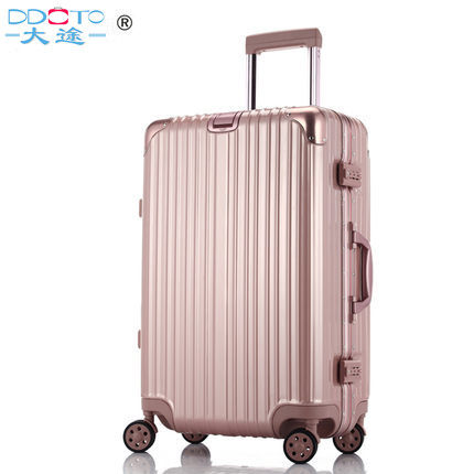 Datu aluminium frame universal wheel leather box password boarding suitcase 24 trolley case men and women 29 inch checked luggage