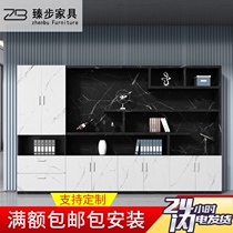 Office furniture imitation marble pattern file cabinet file cabinet with glass bookcase storage cabinet combination