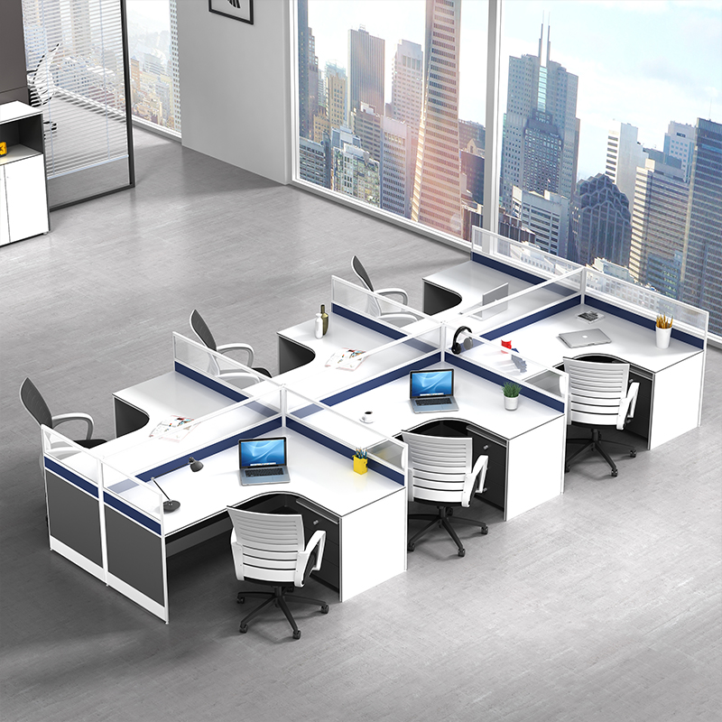 Panel office furniture company staff computer desk 46 card holder screen working position financial desk and chair combination