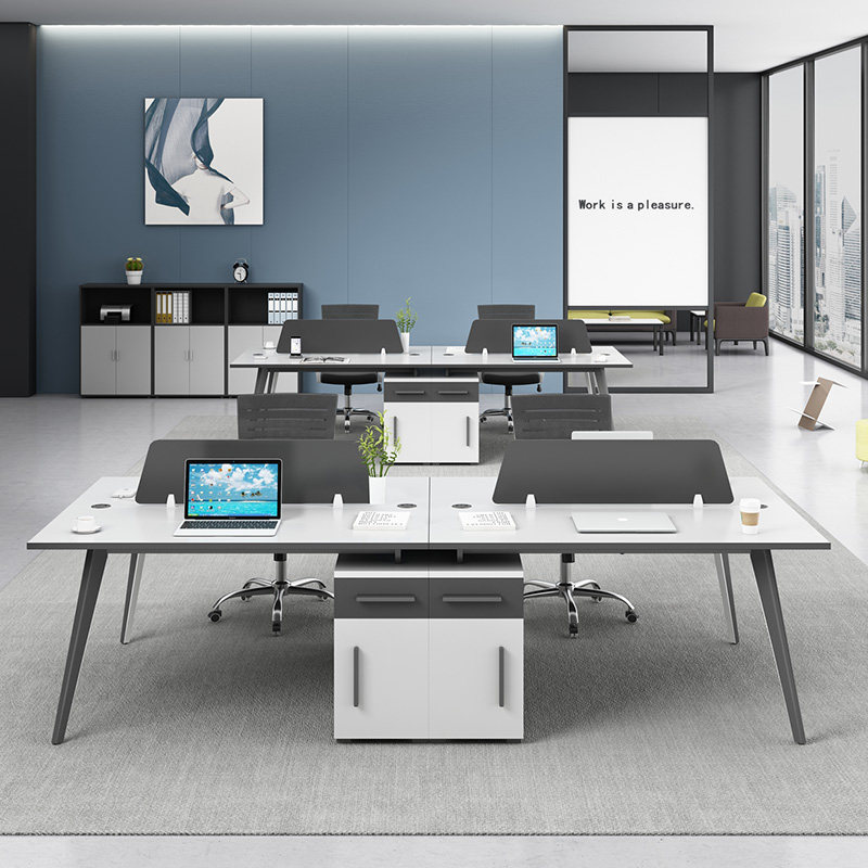 Office furniture modern minimalist staff station Screen office table and chairs combined 46 people in fashion double cassette