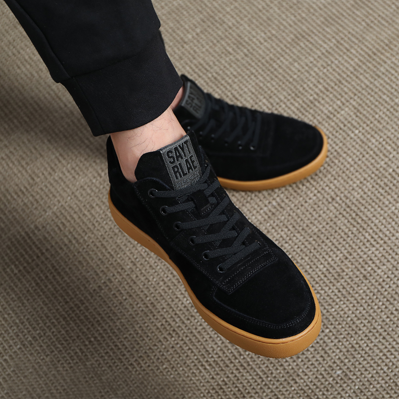 Turn fur Men's shoes 2022 Spring new frosted leather casual shoes 100 hitch high cylinder plate shoes anti-suede Soft bottom genuine leather shoes