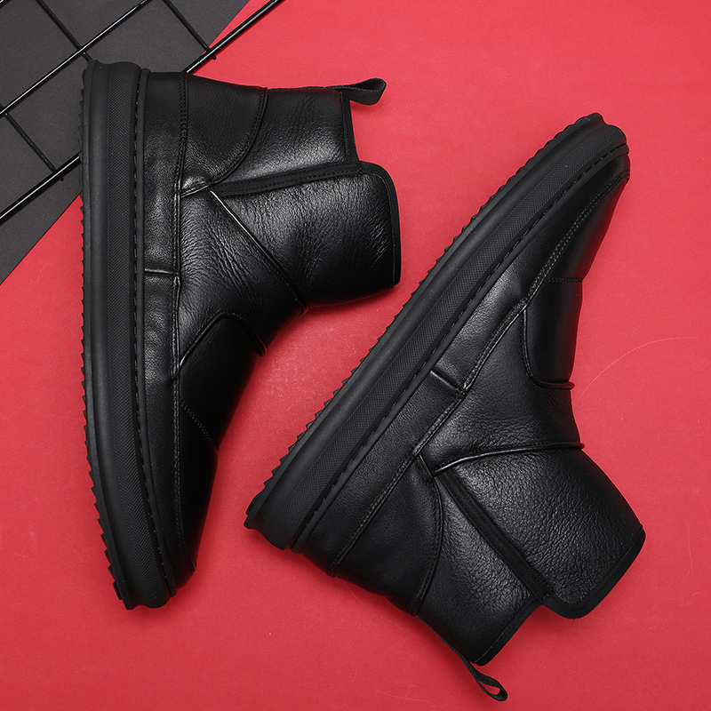 Snowy boots Male fur integrated Winter Warmth Plus Suede Thickened Snowy Cotton Shoes 100 Hitch Leather Boots Northeast Men's Shoes