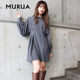 MURUA dress ແມ່ຍິງຍີ່ປຸ່ນ summer ໃຫມ່ອະເນກປະສົງ ຄໍຮອບຫນ້າບ່າ slim ເສື້ອ skirt ແຂນຍາວ