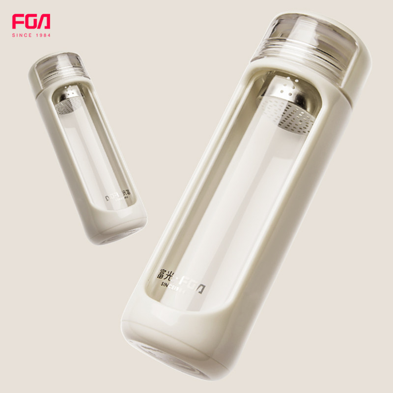 Glass glass in red plastic glass cup male and female creative cup with filter bubble tea cup