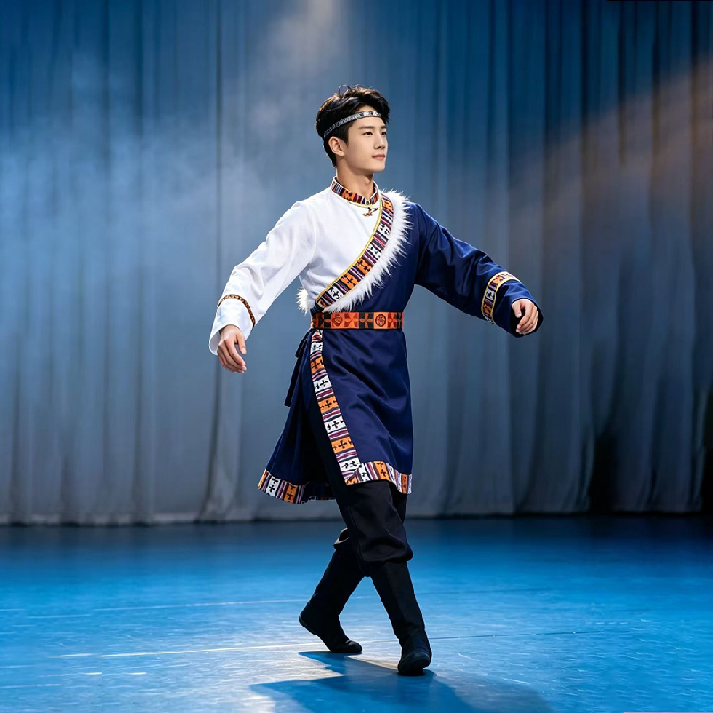 Tibetan Adult Male Dance Performance Costume Ethnic Minority Stage Art Exam Clothing Practice Suit New Performance Outfit Tibetan Adult Male Dance Performance Costume Ethnic Minority Stage Art Exam Clothing Practice Suit New Performance Outfit