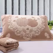 Khăn gối đơn cao cấp cotton đôi cao cấp nguyên chất khăn gối 100% cotton dày để tăng vận chuyển người lớn phong cách châu Âu