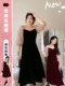 Plus-Size High-End A-Line Red Engagement Toast Dress, Birthday Dress, Velvet Large-Size Dress for Women, Spring and Autumn, Slimming Effect 7