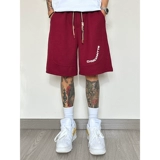 Бордовые баскетбольные спортивные летние шорты, дизайнерские штаны, в американском стиле, оверсайз, тренд сезона