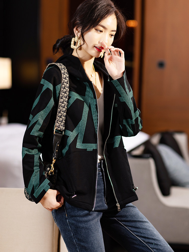 Clearance pick-up leaks first-line counters withdraw the tail single big-name foreign trade women's clothing hooded all-match sweater coat loose jacket