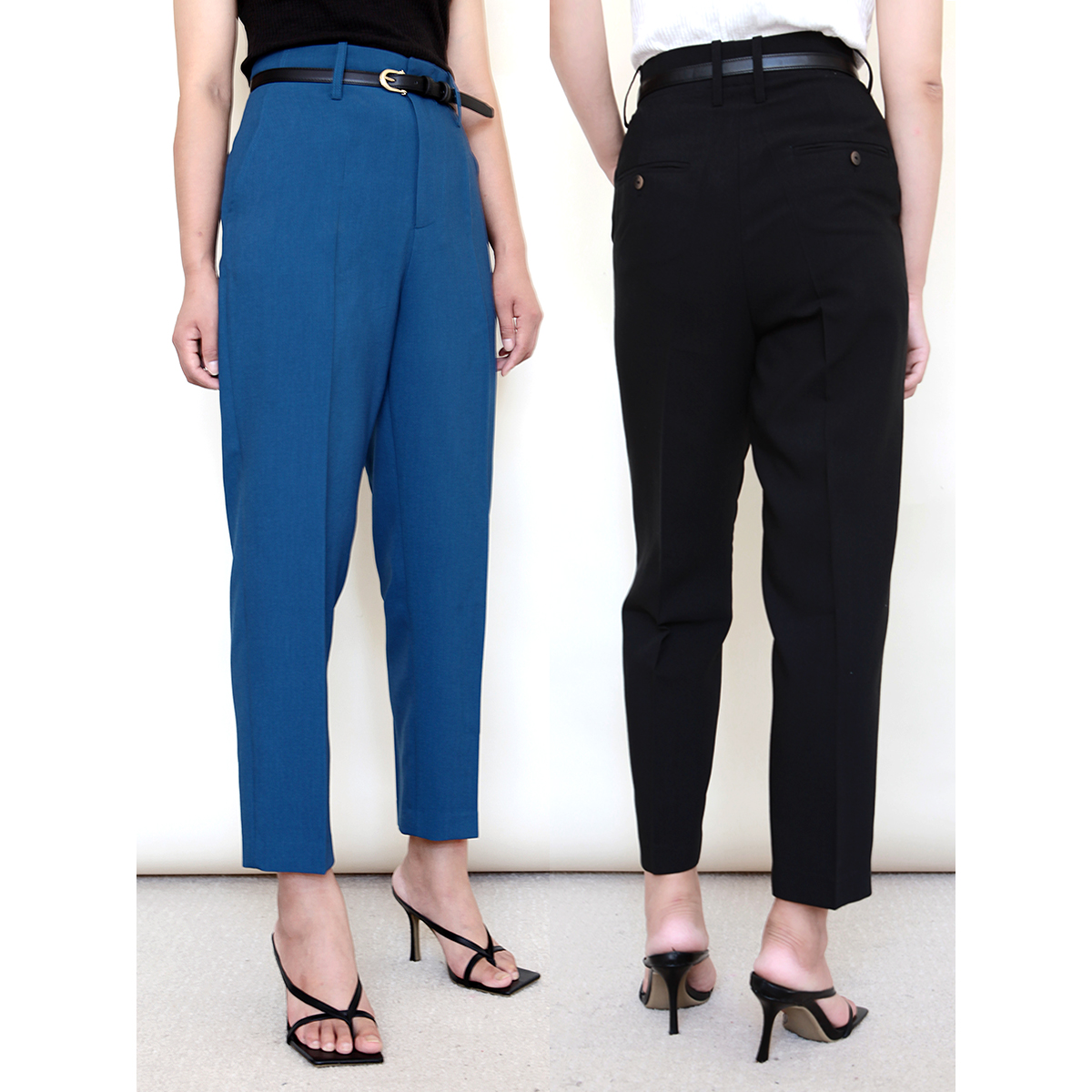 2021 autumn and winter new large size commuting black straight loose cropped pants high waist slimming suit pants women's trousers