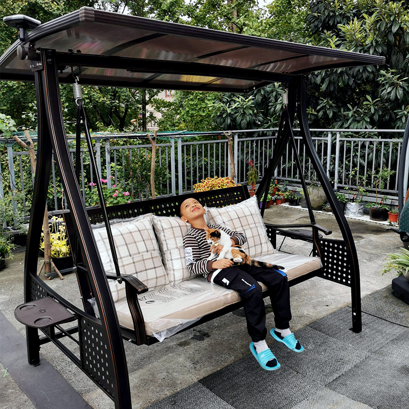 Outdoor Swing Chair Balcony Villa Open-Air Hanging Chair Anti-Corrosion Suitable for Outdoor Wrought Iron Cradle Patio Swing Bed Indoor