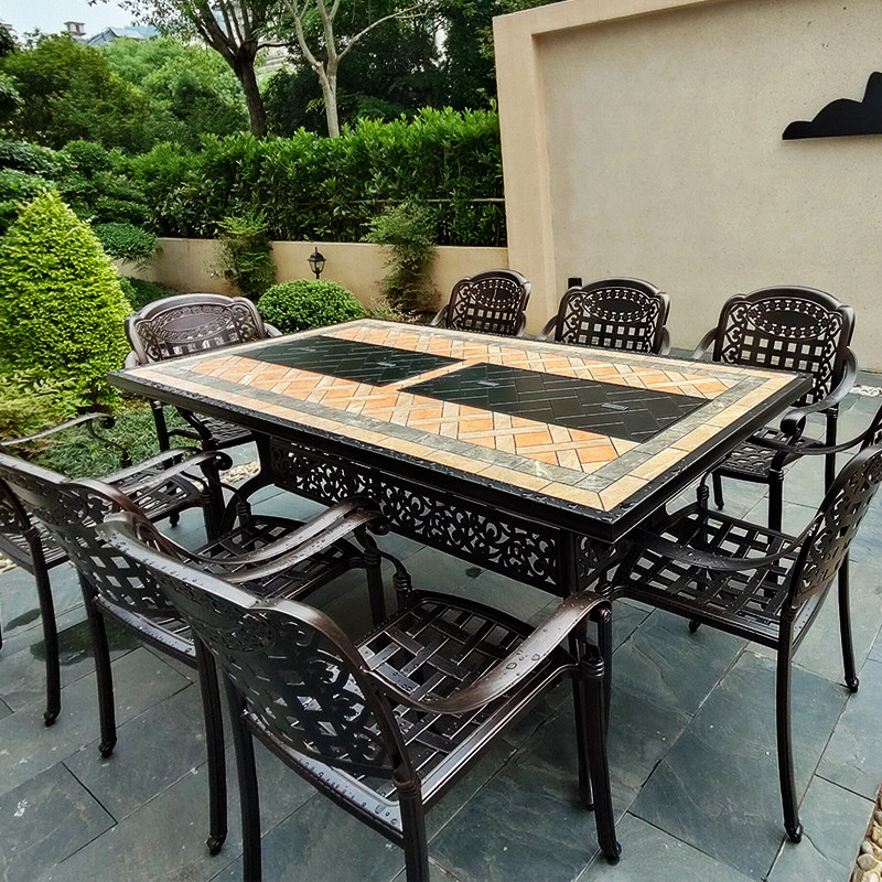 Outdoor barbecue table and chair combination open-air garden courtyard patio home outdoor leisure European-style commercial iron cast aluminum