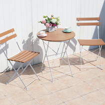 Outdoor Plastic Wood Folding Table And Chairs Balcony Courtyard Table And Chairs Combined Milk Tea Cafe Casual Table And Chairs