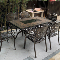 Outdoor Barbecue Table And Chairs Combined Open-air Garden Patio Terrace Terrace Home Outdoor Leisure Eurostyle Commercial Iron Foundry