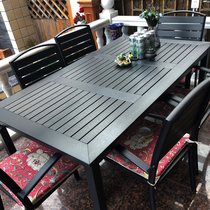 Outdoor table and table Courtyard Balcony Combined Indoor outdoor leisure Café Embalming Wood Plastic Wood Open-air Modern Table Brief