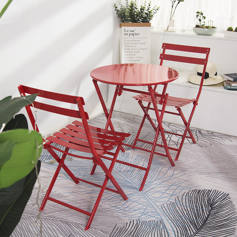 Outdoor wrought iron table and chair balcony Nordic table and chair black milk tea courtyard table and chair combination folding outdoor leisure chair