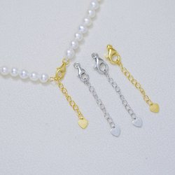 DIY Pearl Accessories S925 Sterling Silver Tail Chain Lobster Clasp Necklace Bracelet Extension Chain Button Gold Silver Silver Buckle