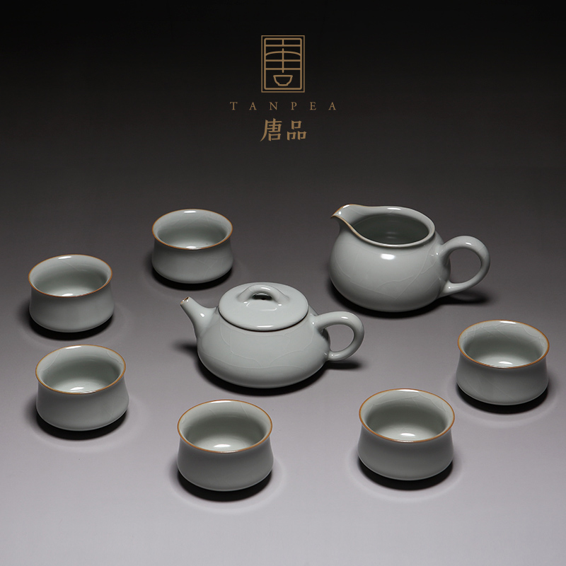 Tang Pin kung fu tea sets your up household porcelain azure stone gourd ladle pot of a complete set of tea cups of jingdezhen ceramic gifts