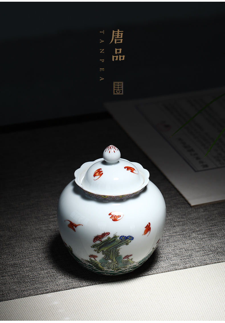 Tang Pin pastel fukuyama ShouHai caddy fixings manually draw water seal tank bat archaize furnishing articles of jingdezhen ceramics