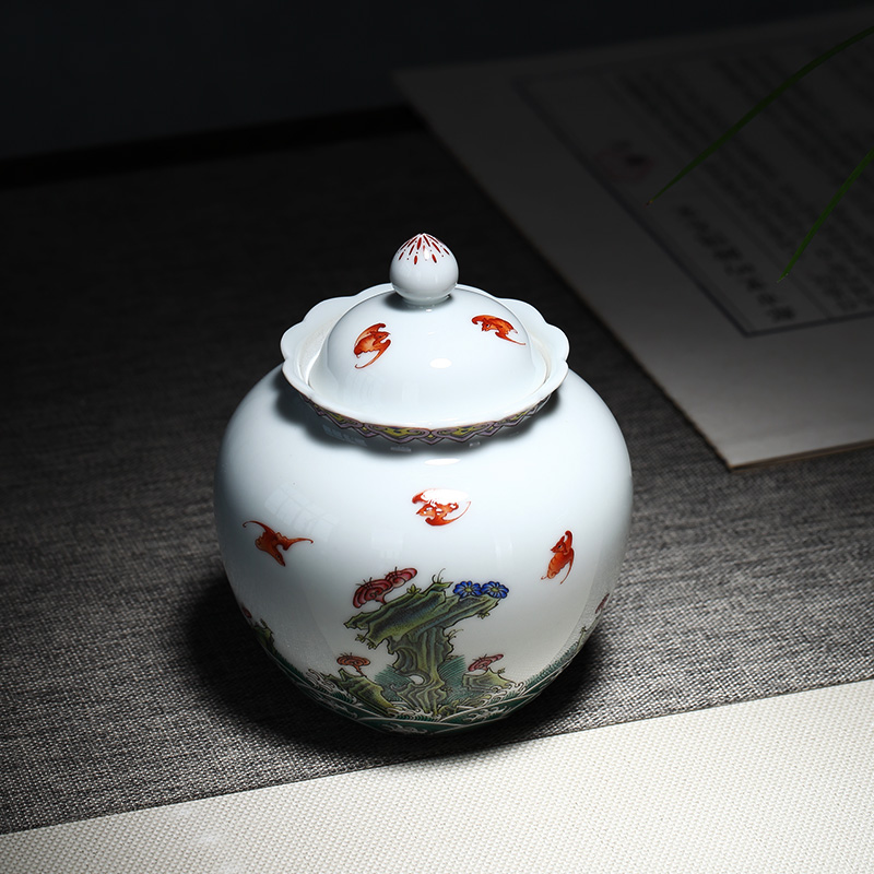 Tang Pin pastel fukuyama ShouHai caddy fixings manually draw water seal tank bat archaize furnishing articles of jingdezhen ceramics