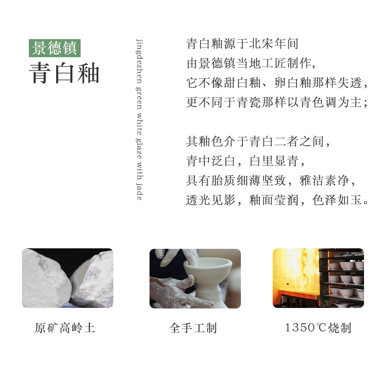 Tang Pin pure manual tureen jingdezhen blue white porcelain jade manual mud thin foetus three tureen kung fu tea set