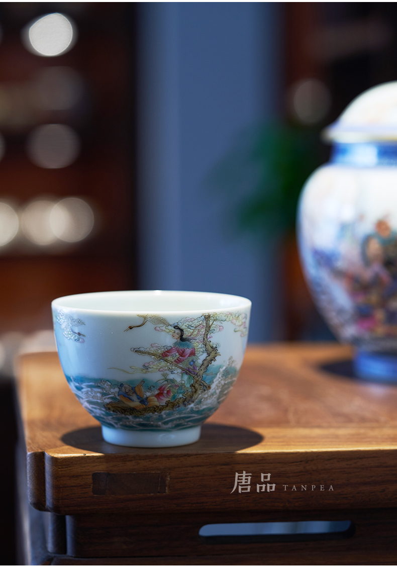 Pastel offer longevity figure sample tea cup cup personal Lord kung fu celebration gifts jingdezhen all checking ceramic heart single CPU
