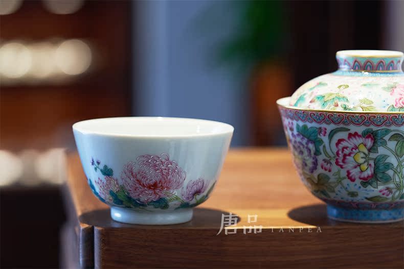 Pastel by tea cups of jingdezhen ceramic cup personal Lord single hand - made flowers kung fu tea pu 'er tea cup