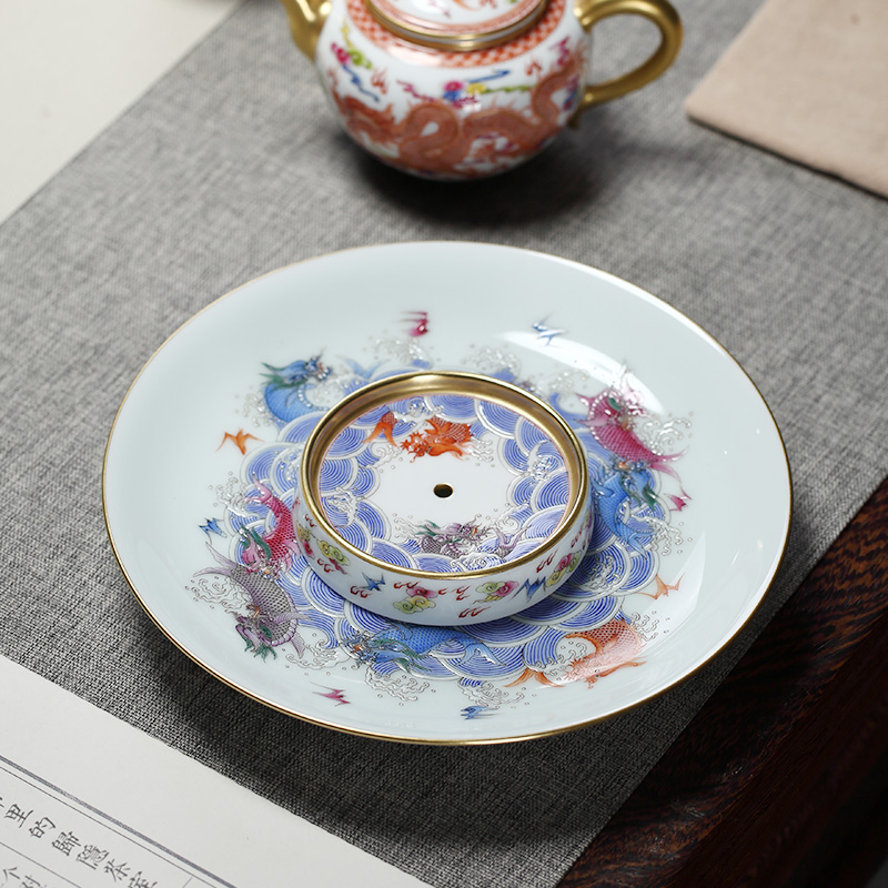 Colored enamel pot bearing benevolent therefore sea grain dry mercifully jingdezhen ceramic dragon keep the teapot Taiwan antique pot