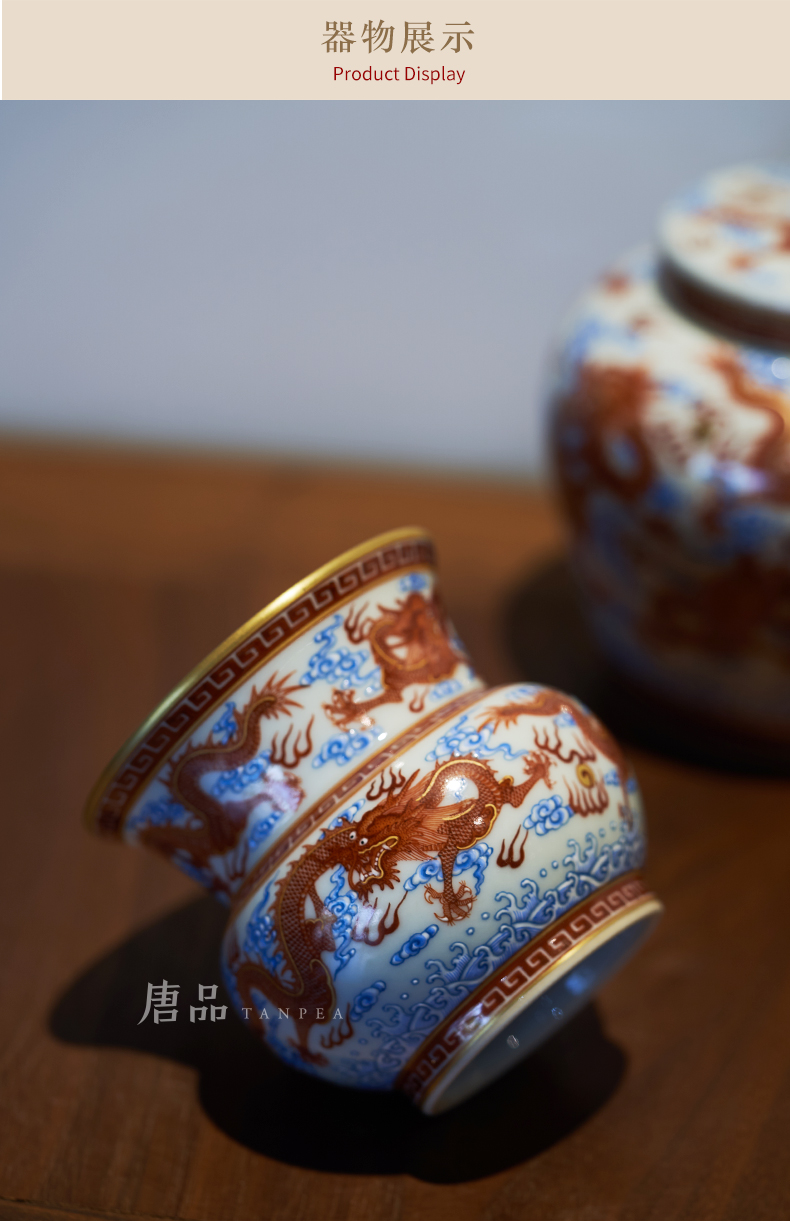 Red paint wulong alum grain slag bucket tea to wash to the jingdezhen ceramic low water jar is built in hot water cylinder spittoon archaize furnishing articles