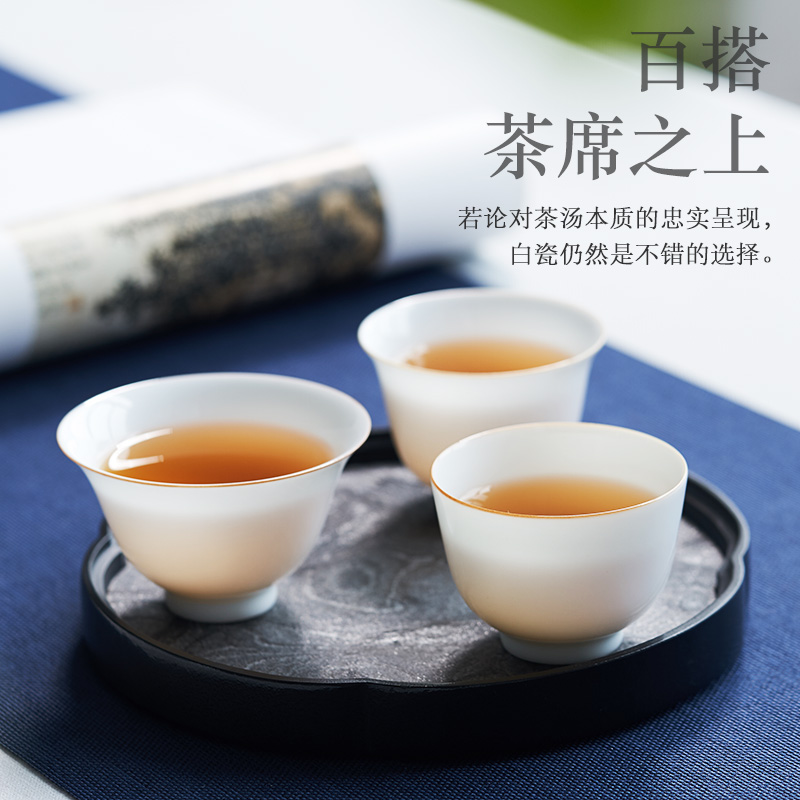 Jingdezhen pure manual white porcelain cups kung fu tea set sample tea cup jade green craft master cup bowl thin body