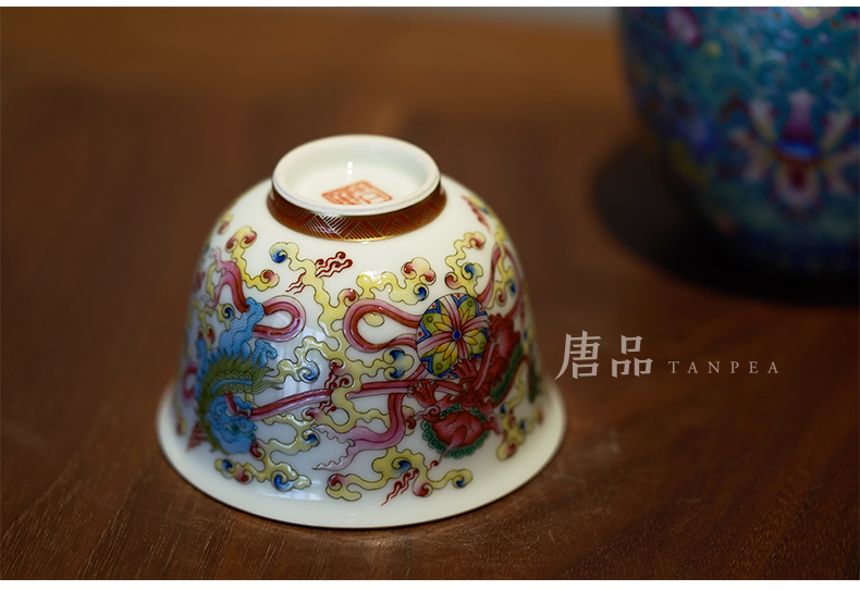 Tang Pin colored enamel lion roll silk cup less t Pacific master individual cup of jingdezhen ceramics pu single cup by hand