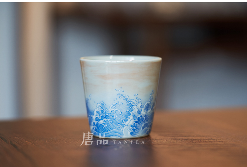 Pastel Dan crane chaoyang teacup full manual cranes water straight expressions using CPU personal Lord jingdezhen ceramic kung fu tea set