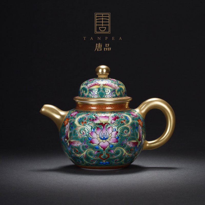 Tang Pin enamel Duo ball pot all hand enamel teapot send little teapot at the jingdezhen ceramic kung fu
