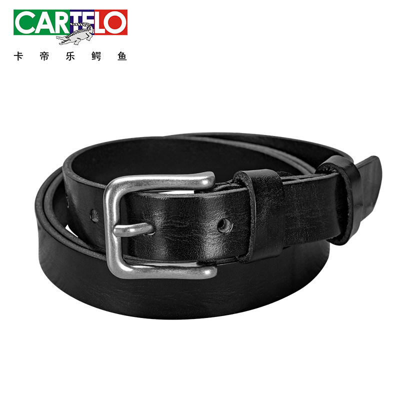 Cardiole crocodile belt female ins wind leather pure first layer cowhide wild Korean decorative belt simple belt