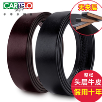 Crocodile leather strap men genuine leather no-lead automatic buckle without head belt needle buckle punching head layer pure cow leather pants with strips