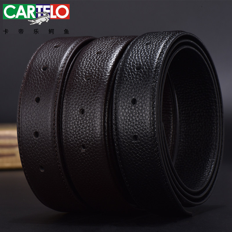 Cardilo crocodile headless belt men's leather smooth buckle headless waist pants with head layer pure cowhide pin buckle punch