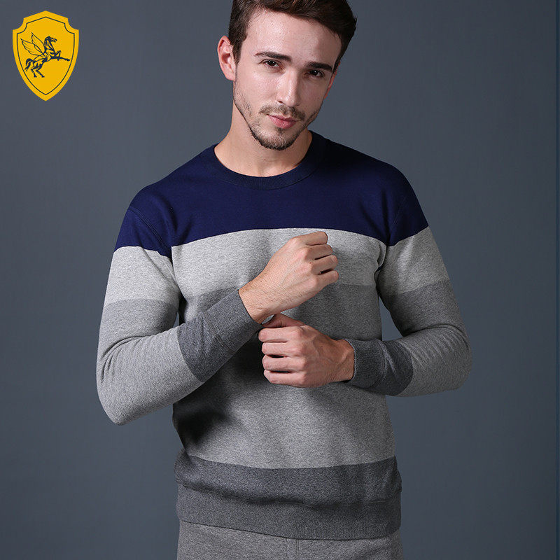 Feiyun Knight Men Warm Liftwear and thickening Youth Fixation Round Tidy Sweater Cotton Suite