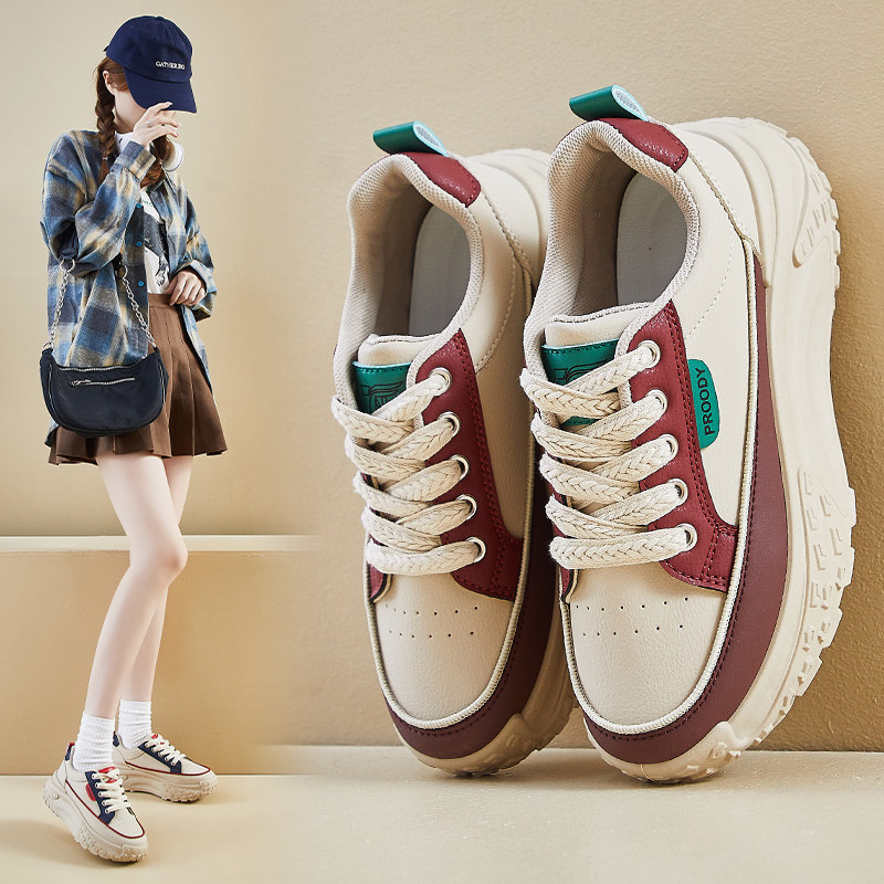2026 New Spring ins Versatile Trendy Student Dad Shoes Sneakers Women's Thick-Soled Women's Shoes soft sole Casual Shoes