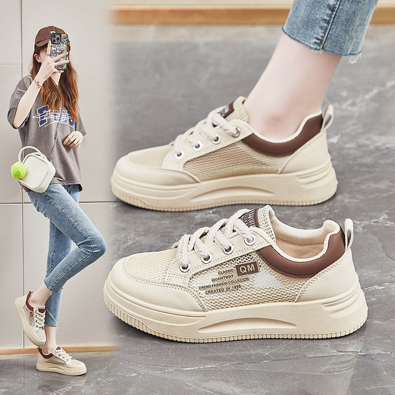 2025 Summer New Style Mesh Breathable Thin Sneakers for Women, Thick-Soled Sports Shoes, Casual Shoes, Versatile Running Shoes for Women