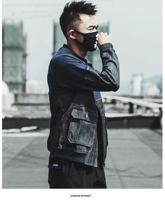 Mùa xuân và mùa thu nam Khâu áo khoác denim Mùa xuân Nhật Bản Xu hướng Hàn Quốc Bóng chày Cổ áo mỏng Áo khoác nam mùa thu - Áo khoác đôi