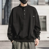 Демисезонный свитшот, куртка с капюшоном, японский лонгслив, в американском стиле, оверсайз, воротник поло