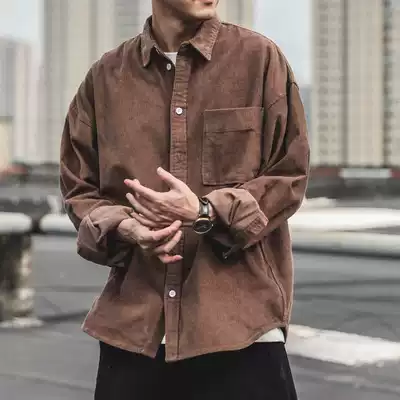 Corduroy long sleeve shirt men autumn Japanese trend brand Joker casual loose loose boys autumn winter shirt coat