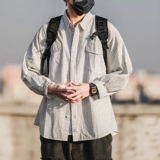 Осенняя рубашка, универсальный японский хлопковый лонгслив, куртка для влюбленных, в корейском стиле, оверсайз