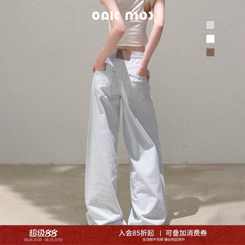 Oakmoo Basic * Heavy-Duty Gradient Print Rhinestone Vintage Fashion Micro-Curved Knife Silhouette Jeans Oakmoo Basic * Heavy-Duty Gradient Print Rhinestone Vintage Fashion Micro-Curved Knife Silhouette Jeans
